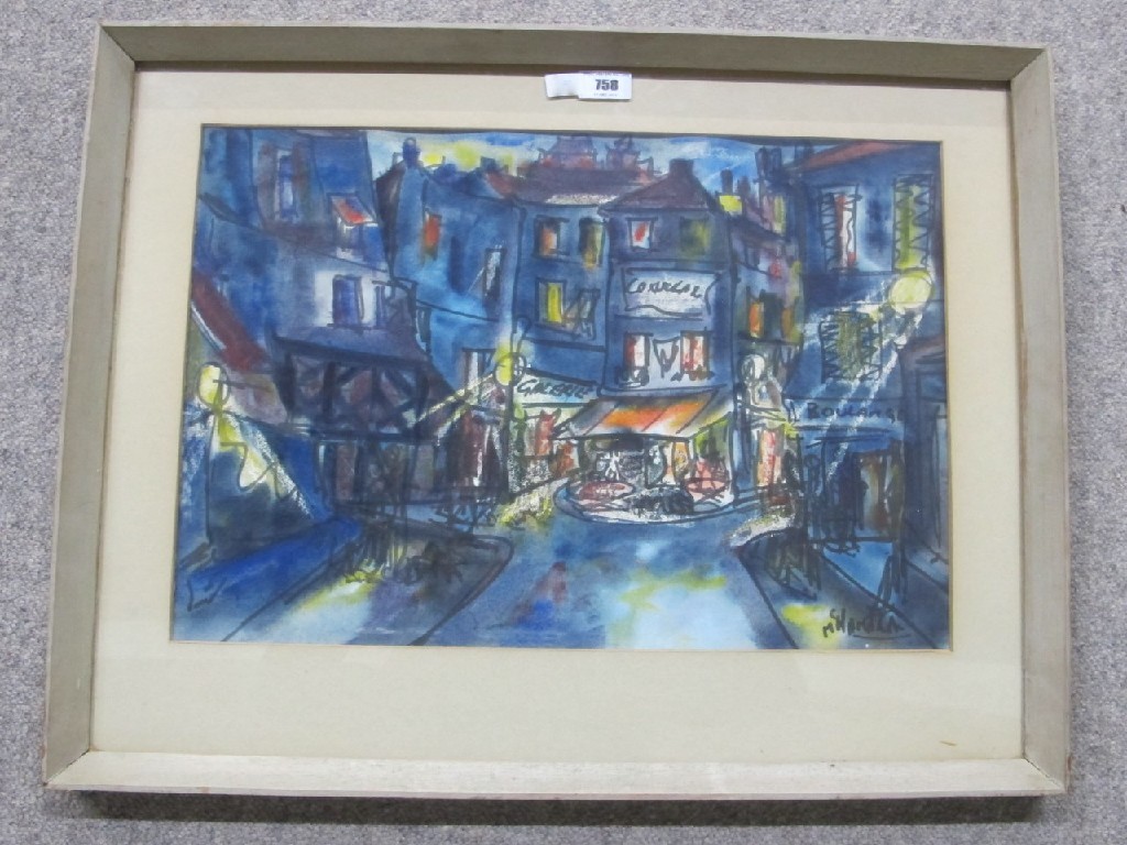 Appraisal: JAMES McNAMARA Watercolour 'Night Time Rue Navarin' signed recto and