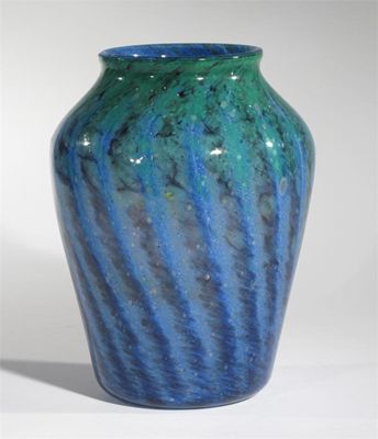 Appraisal: A Monart glass vase shouldered form green graduating to blue