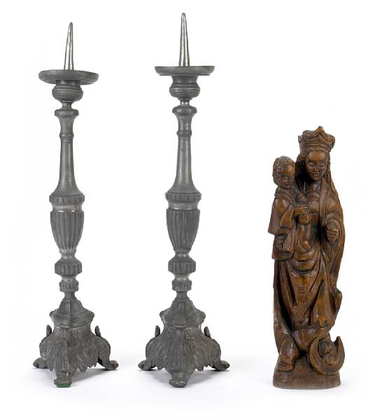 Appraisal: A Continental carved hardwood figure of the Madonna and Child