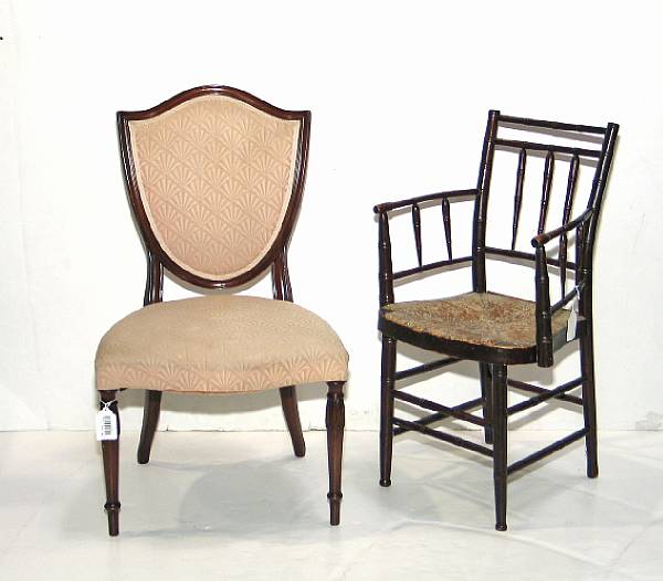 Appraisal: An American Federal bamboo turned fancy chair together with a