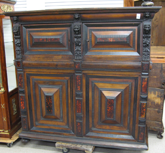 Appraisal: A DUTCH BAROQUE OAK EBONY AND TORTOISE SHELL CUPBOARD th