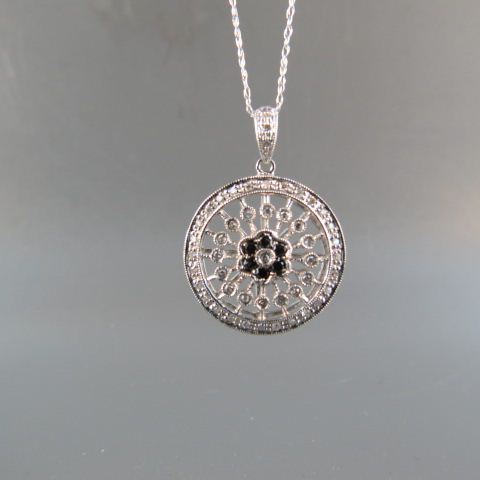 Appraisal: Diamond Pendant diamonds white black in fancy openwork k white