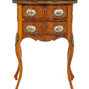 Appraisal: A Louis XV Style Gilt Metal and Porcelain Mounted Side