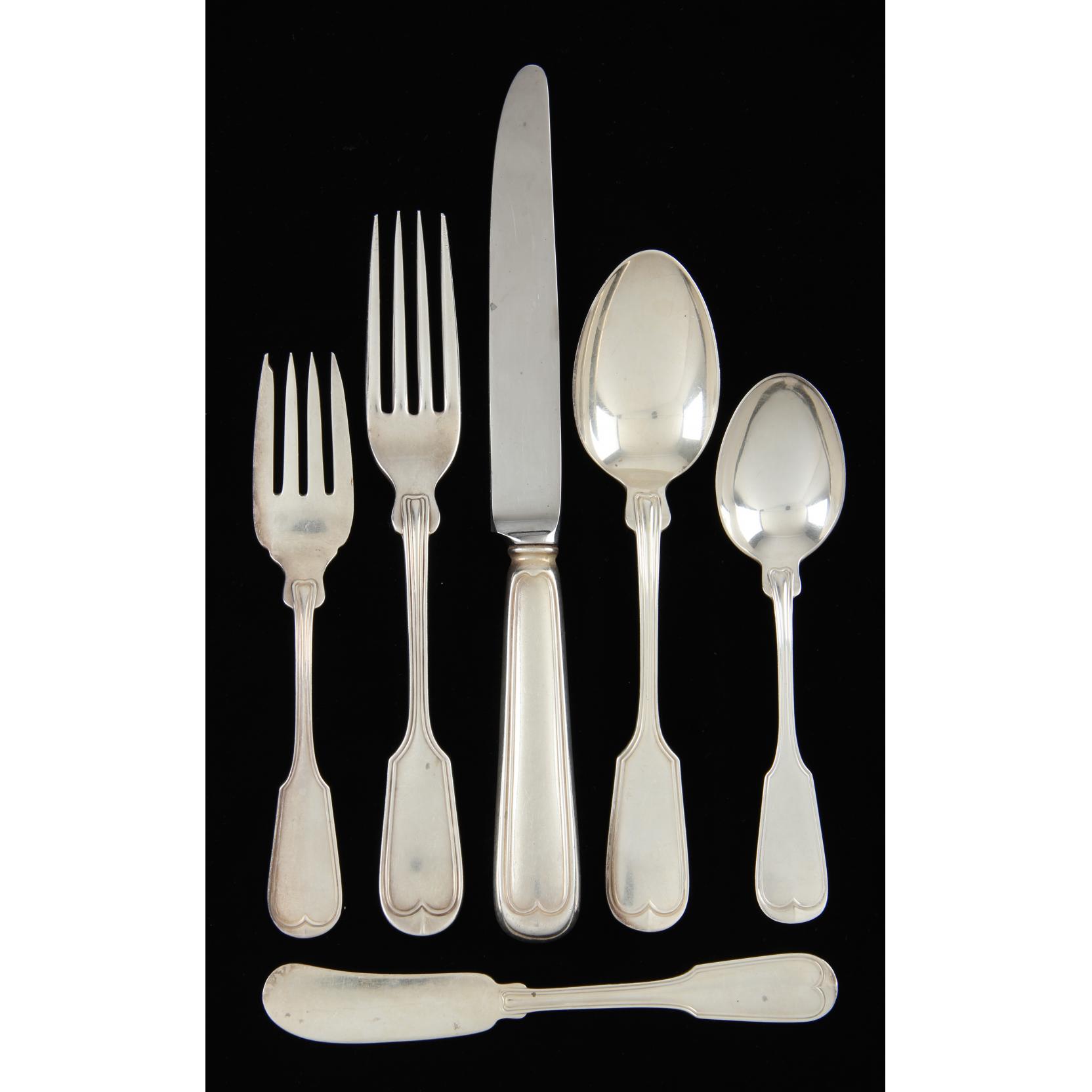 Appraisal: American Fiddle Thread Sterling Silver Flatware Service by Frank W