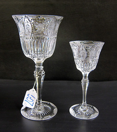 Appraisal: CUT CRYSTAL STEMWARE SET seventeen pieces clear cut and engraved