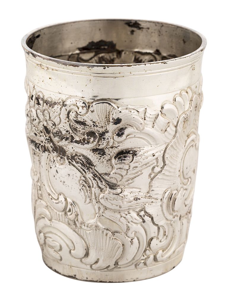 Appraisal: A RUSSIAN REPOUSSE SILVER BEAKER MOSCOW - A RUSSIAN REPOUSSE