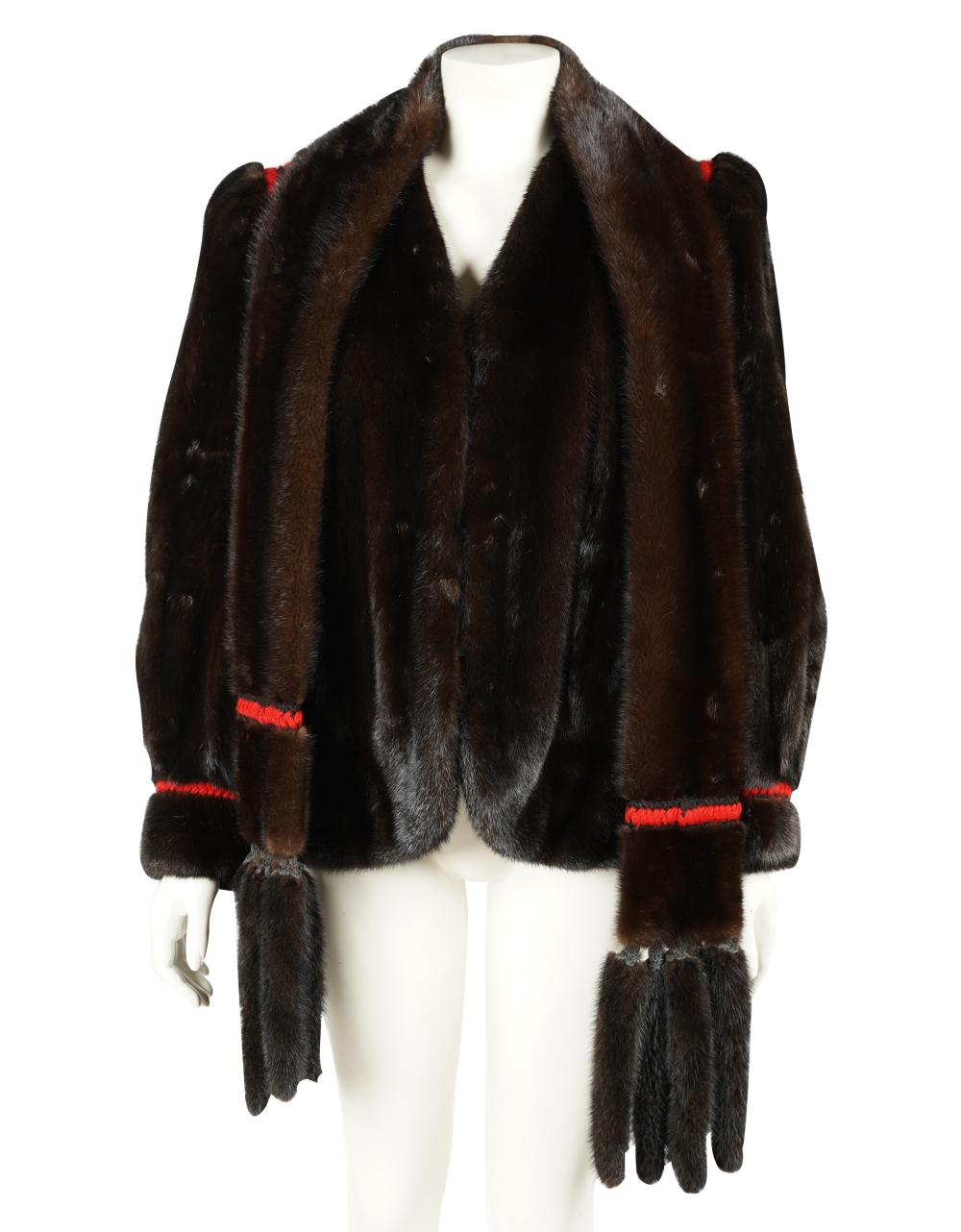 Appraisal: CHRISTIAN DIOR FUR JACKET SHAWLwith label with matching shawl Provenance