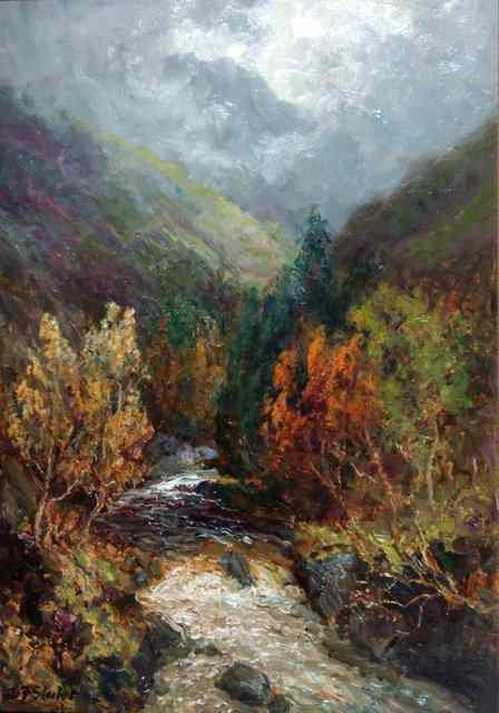 Appraisal: JOHN FALCONAR SLATER - autumnal valley signed lower left 'JF