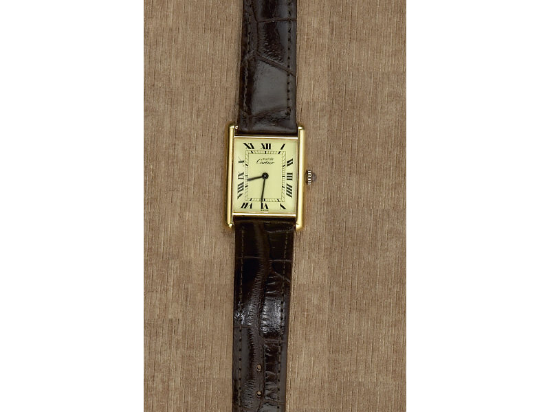 Appraisal: CARTIER TANK WATCH Cartier Paris gold over silver tank watch