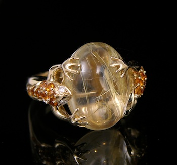 Appraisal: An Interesting Ring with Rulitated Quartz Citrine and Diamonds k