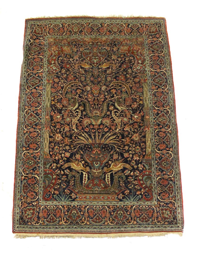 Appraisal: An Esfahan prayer rug Persian the indigo mehrab with a