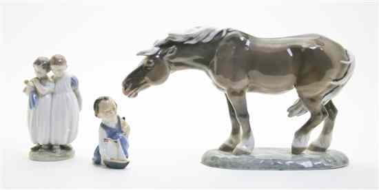 Appraisal: Three Royal Copenhagen Figurines comprising a horse and two children