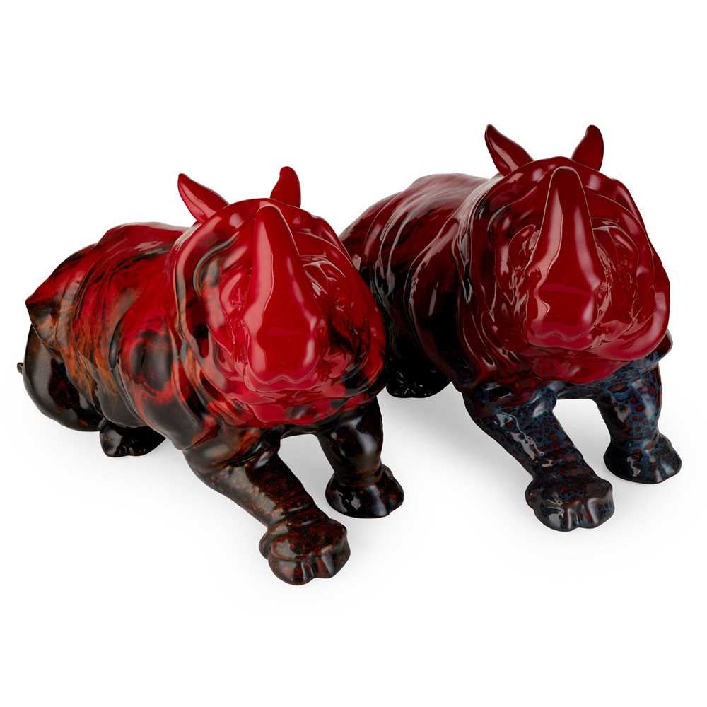 Appraisal: LESLIE HARRADINE - FOR ROYAL DOULTON TWO VEINED FLAMB RHINO