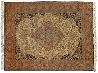 Appraisal: Tabriz rug elaborate central medallion on ivory field with similar