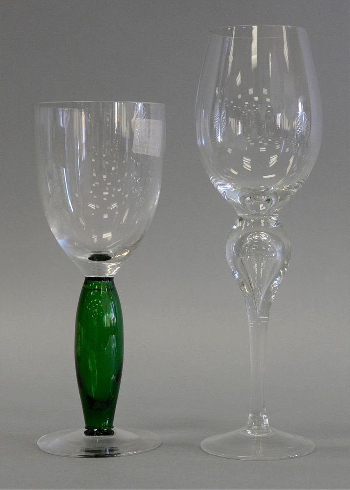 Appraisal: Two sets of stem wine glasses twelve tall clear glass