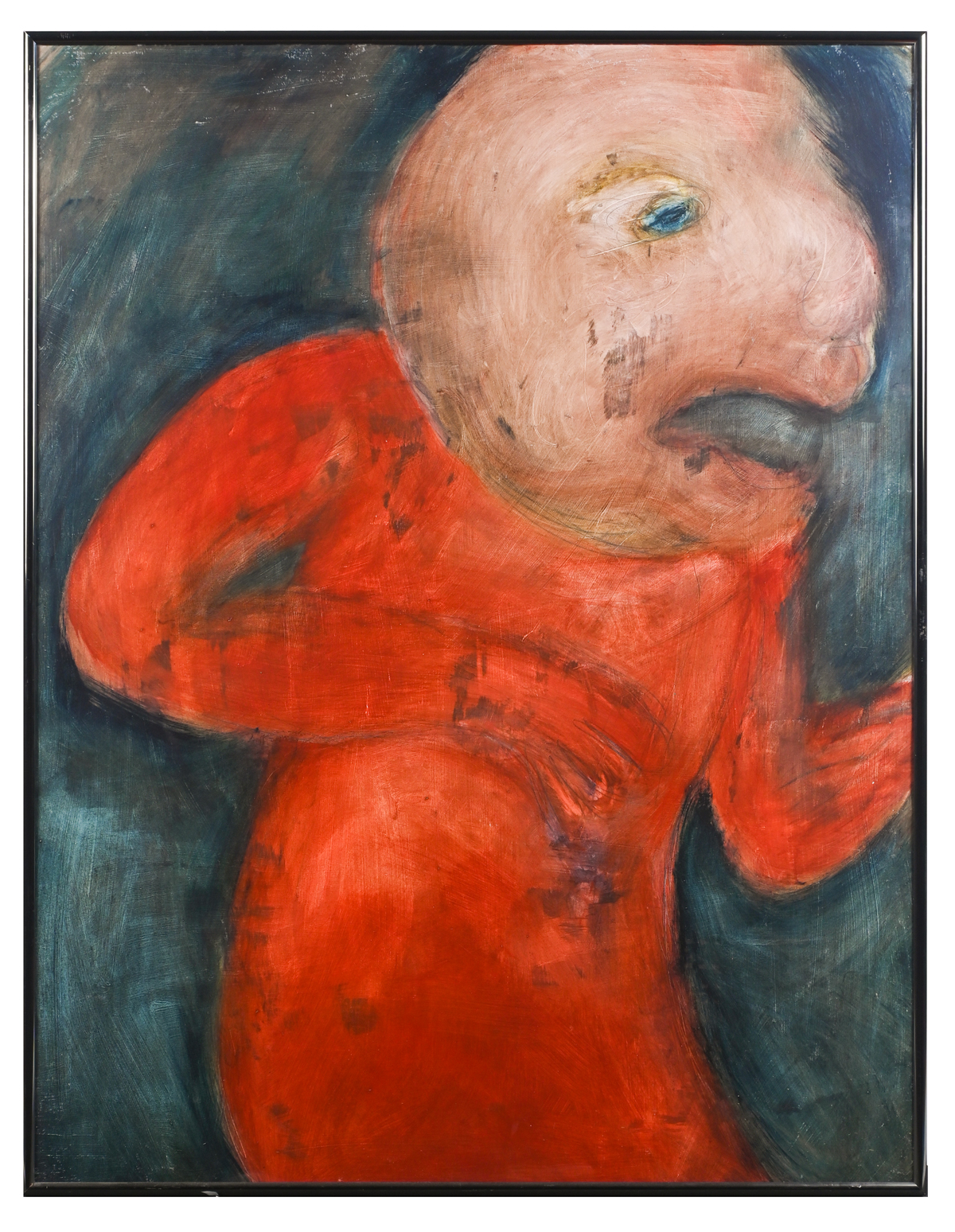 Appraisal: NESHAT Shirin Iranian American b Humanoid Figure in Red Oil