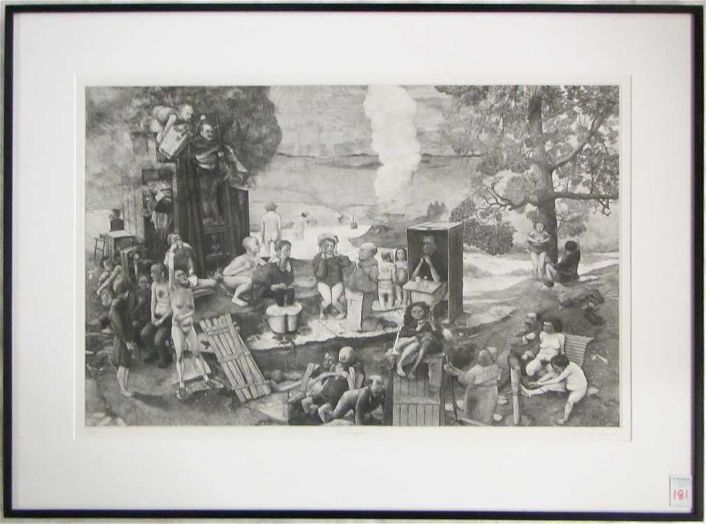 Appraisal: DAVID BECKER ETCHING Wisconsin born Redemption figures in strange poses