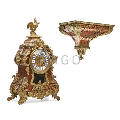 Appraisal: LOUIS XV STYLE BOULLE AND BRONZE MANTEL CLOCK Condition Report