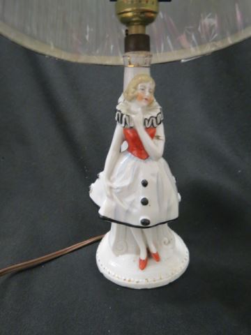 Appraisal: German Porcelain Figural Lamp deco lady excellent