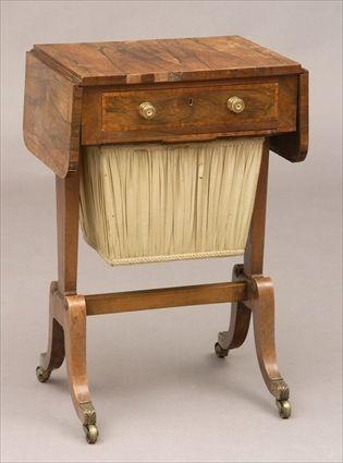 Appraisal: Regency Rosewood Inlaid Sewing Table x x in