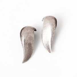 Appraisal: A pair of sterling silver earrings of stylised leaf design