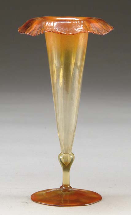 Appraisal: TIFFANY STUDIOS VASE Unusual Tiffany Favrile vase has pale amber