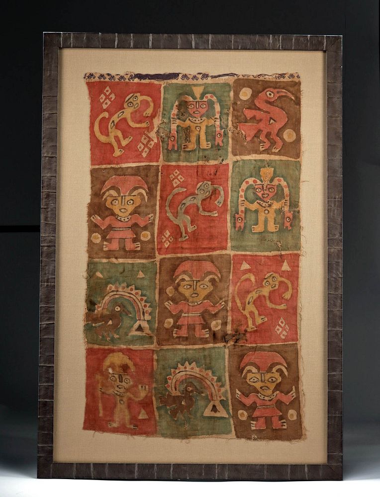 Appraisal: Stunning Large Chancay Painted Textile Pre-Columbian Chancay modern day Peru