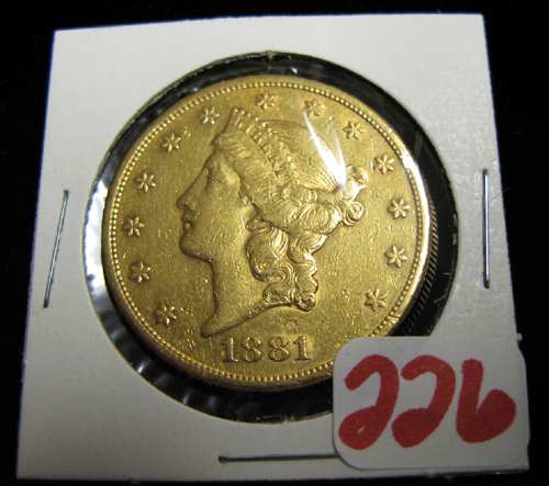 Appraisal: U S TWENTY DOLLAR GOLD COIN Liberty head type -S