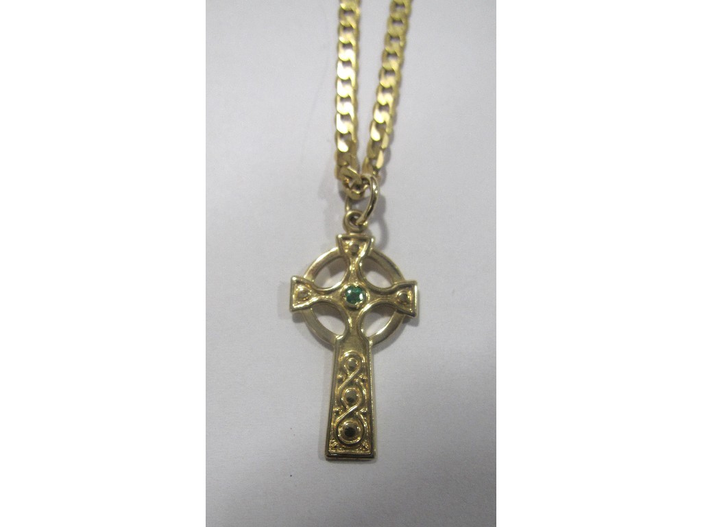 Appraisal: Nine carat gold Celtic cross pendant on ct gold neckchain