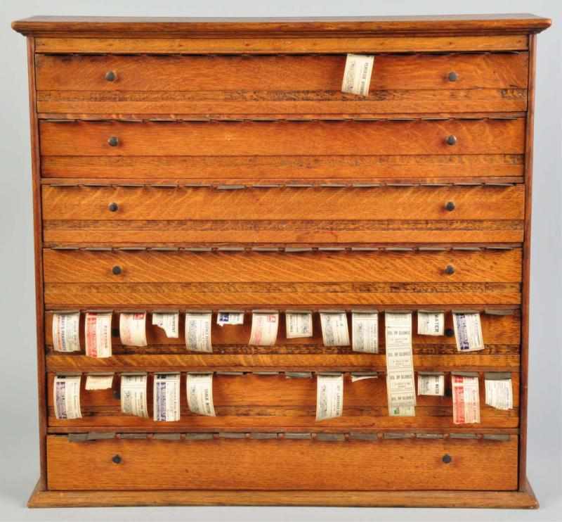 Appraisal: Oak Pharmacy Cabinet Circa Still retains a number of labels