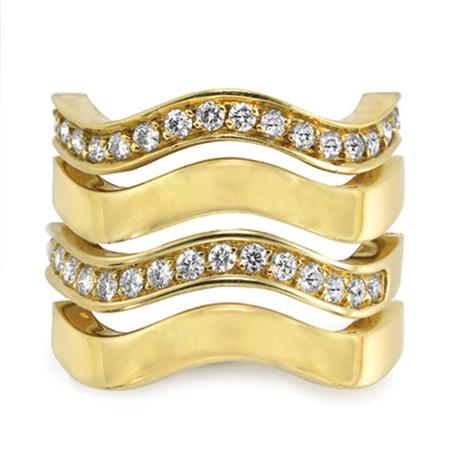 Appraisal: Four Gold and Diamond Band Rings Cartier Estimate -