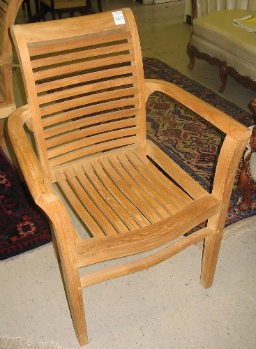 Appraisal: SET OF SIX TEAK ARMCHAIRS the matching set with repeating