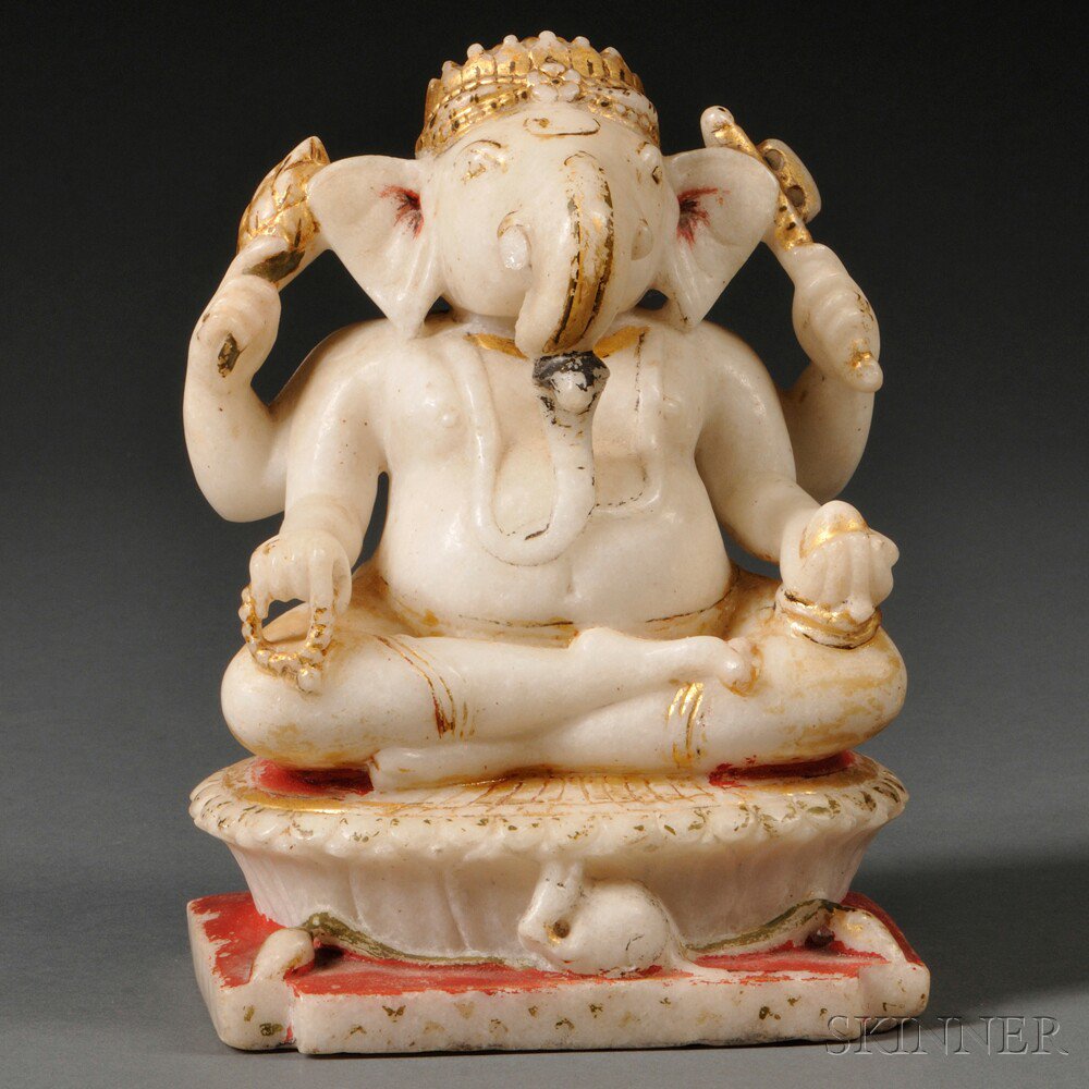 Appraisal: Alabaster Elephant Deity India th century seated on a dais