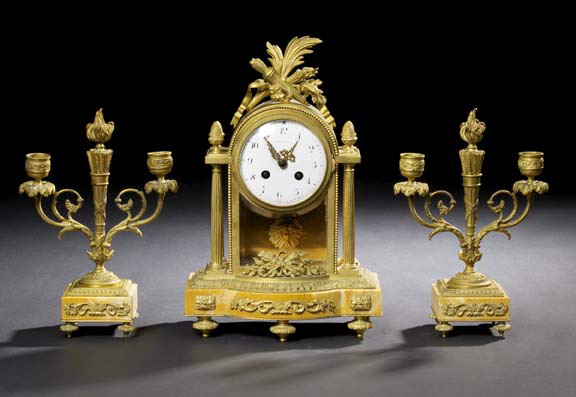 Appraisal: Good Tiffany and Company New York Three-Piece Gilt-Bronze and Siena