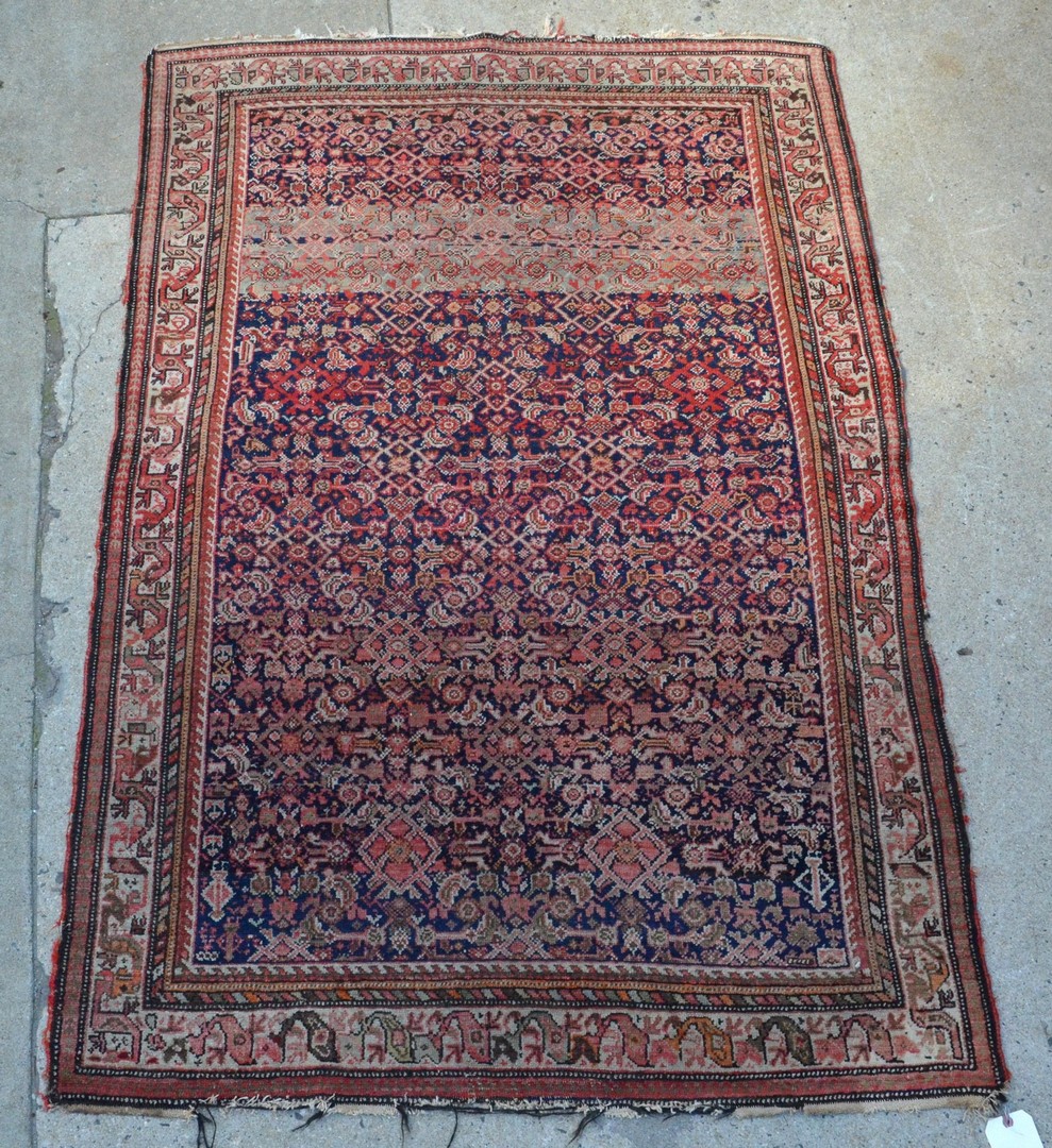 Appraisal: x Northwest Persian carpet even wear ends frayed