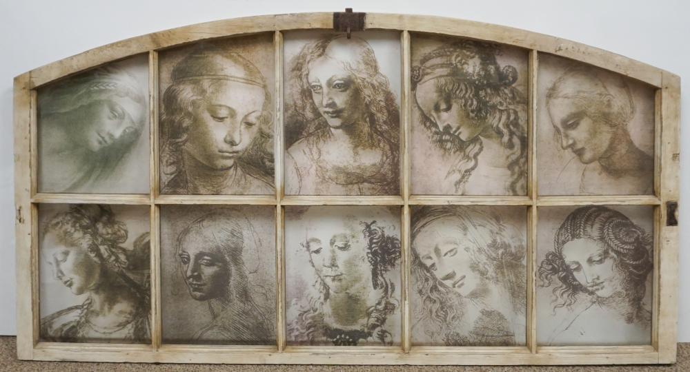 Appraisal: AFTER RENAISSANCE PAINTERS PORTRAITS OF BEAUTIES TEN PANEL WINDOW X