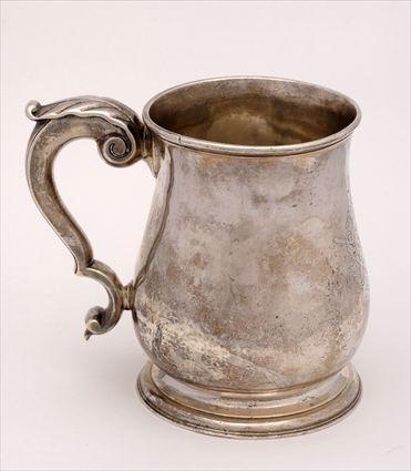 Appraisal: GEORGE II MONOGRAMED BALUSTER-FORM FOOTED SILVER MUG Mark W P