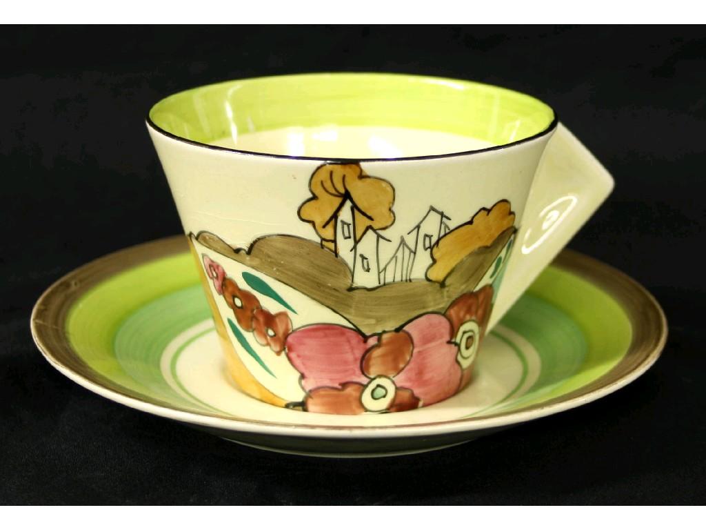 Appraisal: Clarice Cliff 'Alton' Bizarre conical cup and saucer