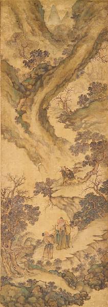 Appraisal: Anonymous Qing Dynasty Chinese Scholars Ink and color on silk