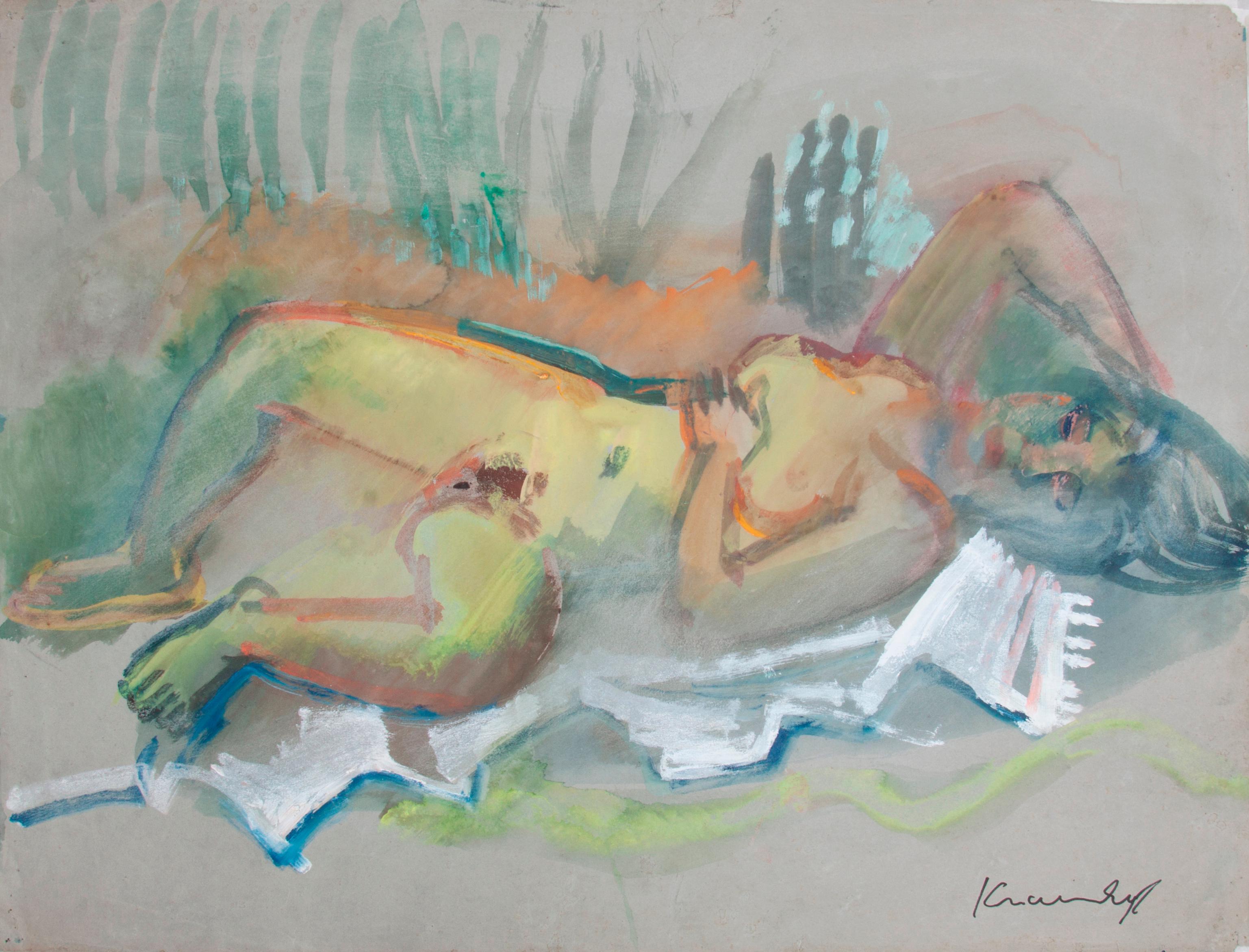 Appraisal: BRUNO KRAUSKOPF GOAUCHE RECLINING NUDE Bruno Krauskopf German - Untitled