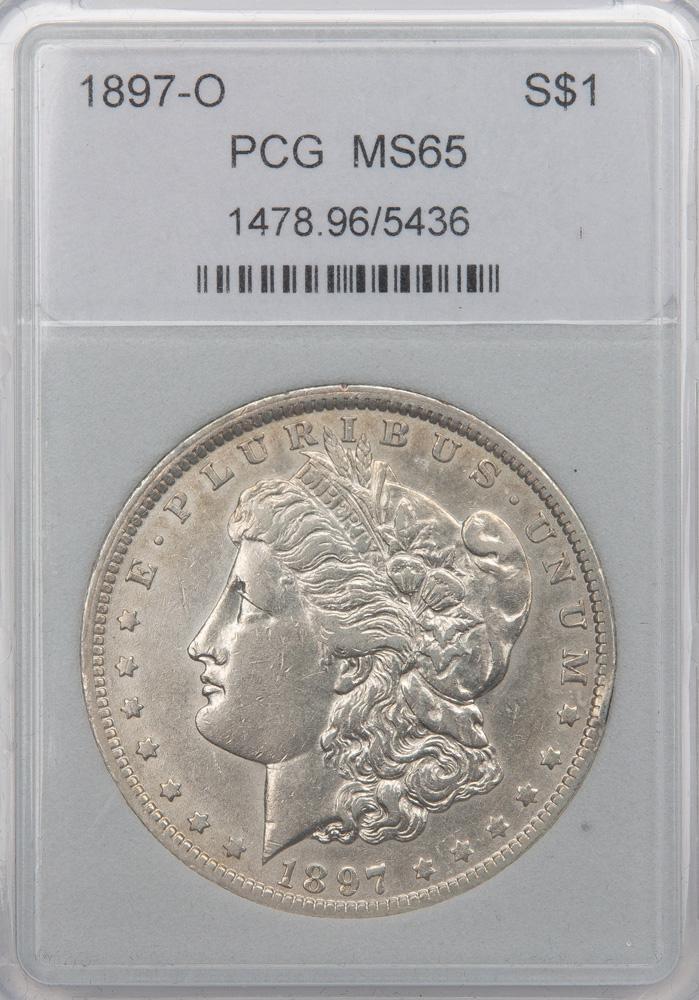 Appraisal: -O MORGAN SILVER DOLLAR IN SLAB An -O New Orleans