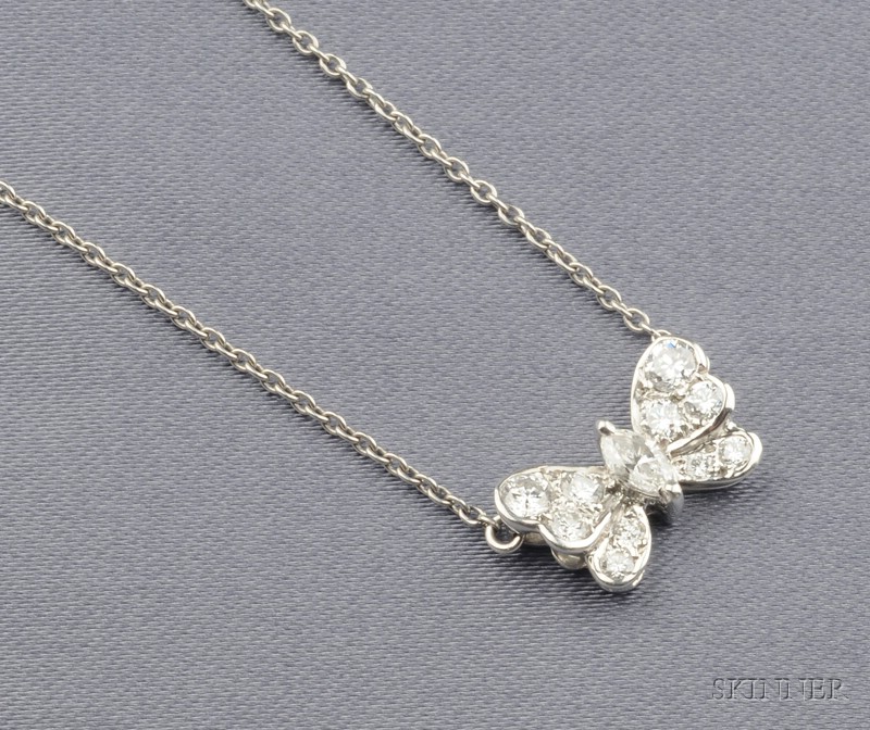 Appraisal: Platinum and Diamond Pendant Necklace Tiffany Co designed as a