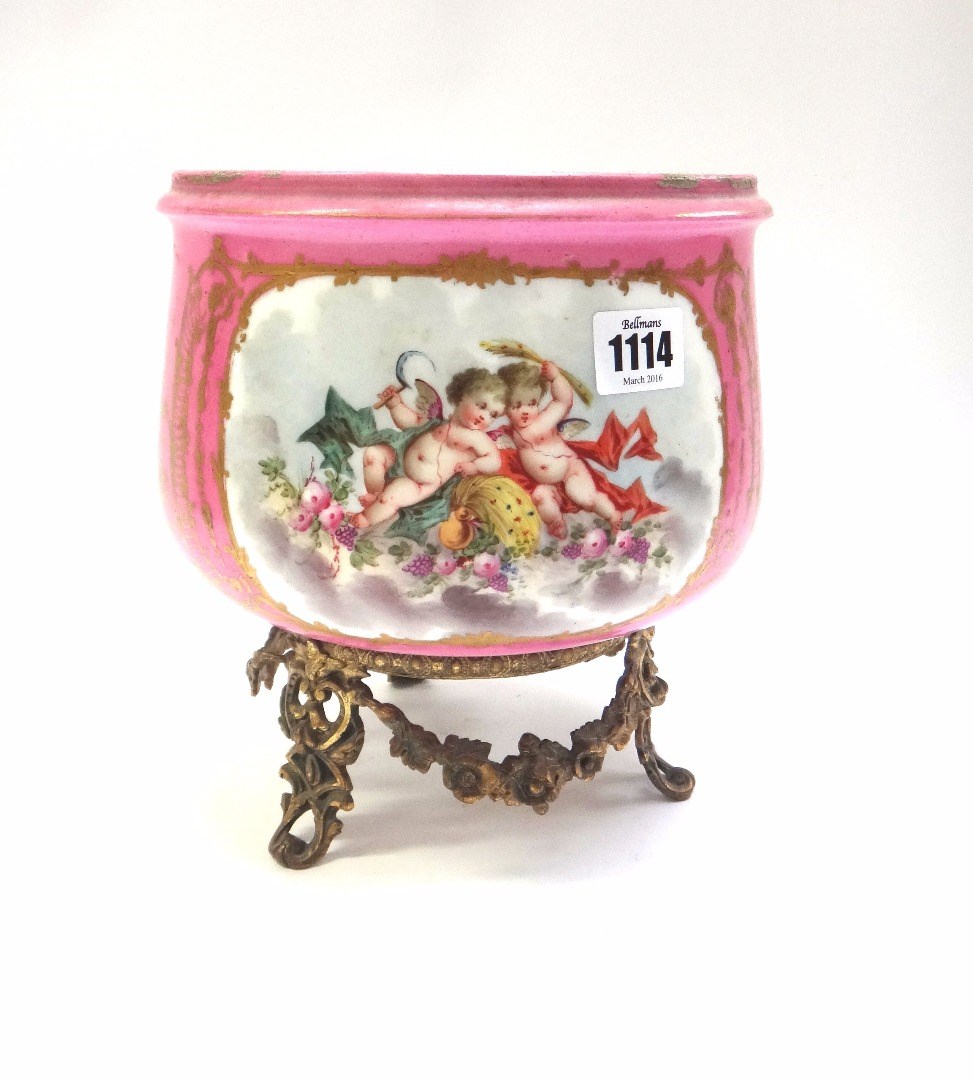 Appraisal: A Continental jardiniere on stand late th century decorated with