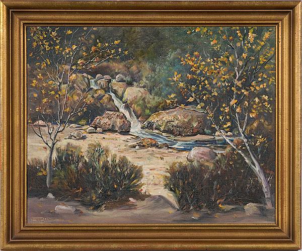 Appraisal: WILLIAM J BROWN AMERICAN CALIFORNIA - WATERFALL Oil on canvas