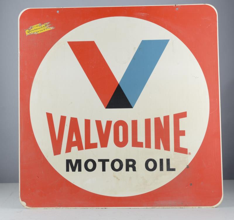 Appraisal: Valvoline Motor Oil Double Sided Tin Sign This red white