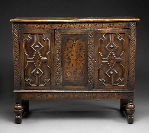 Appraisal: An English Renaissance style parcel ebonized oak cabinet late th