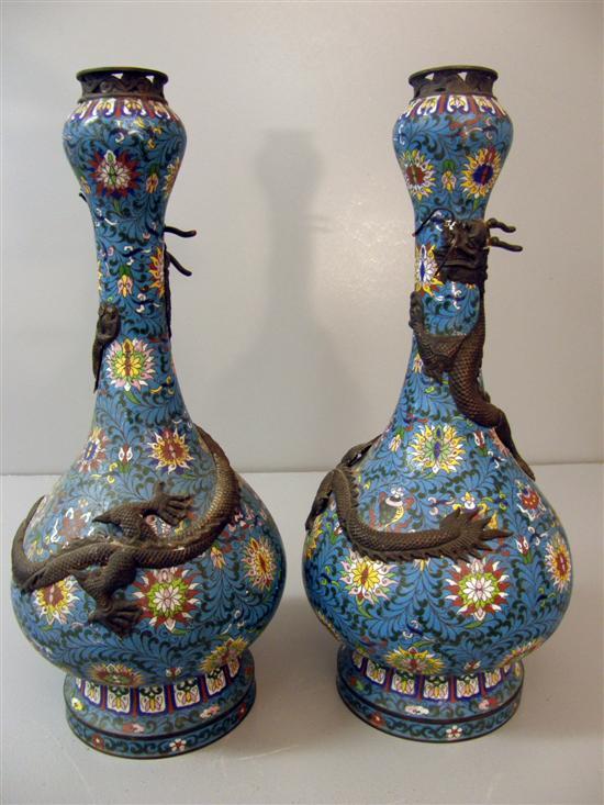 Appraisal: Chinese cloisonne pair of pear shaped vases early th century