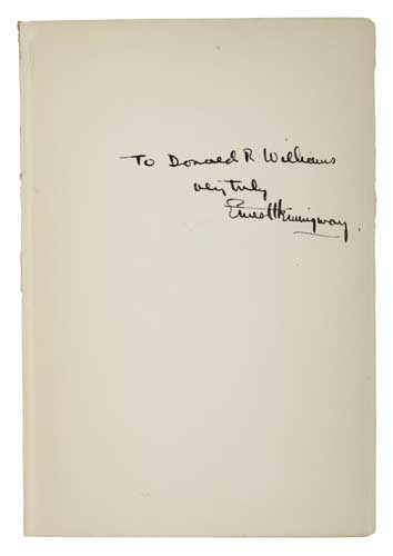 Appraisal: HEMINGWAY ERNEST The Sun Also Rises Signed and Inscribed on