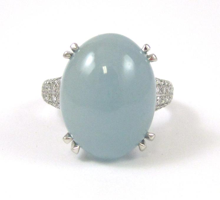 Appraisal: AQUAMARINE DIAMOND AND FOURTEEN KARAT GOLD RING The white gold