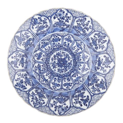 Appraisal: A Large Blue and White Charger Mark and of Kangxi